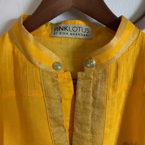 Men’s Kurta in yellow and gold. Pink Lotus by Rina Bhandari